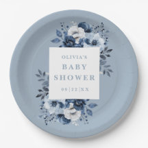 Dusty Blue Elegant Country Floral Baby Dusche