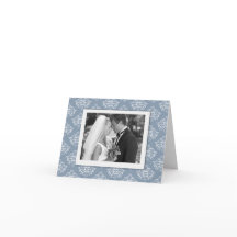 Dusty blue Elegant Damask Foto Danke, Card