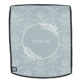 Dusty Blue Elegant Damask Personalisierter Backpac Rucksack (Abnehmbare Front)