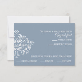 Dusty Blue Elegant Damask RSVP-Karte RSVP Karte