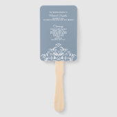 Dusty Blue Elegant Damask Wedding Program Fan Fächer (Vorderseite)