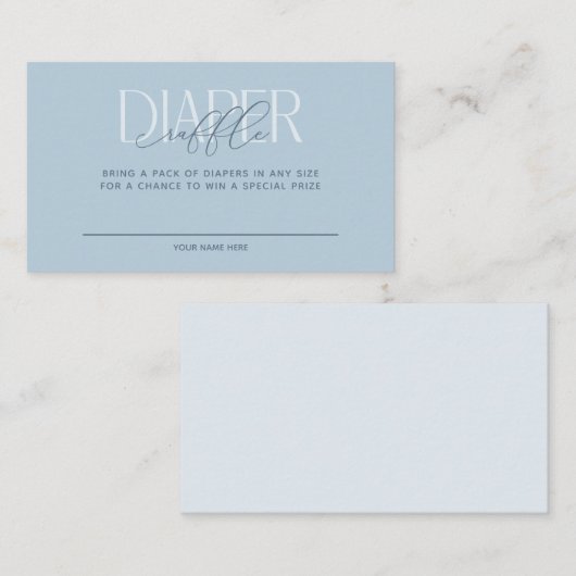 Dusty Blue Elegant Diaper Raffle Begleitkarte (Vorne/Hinten)