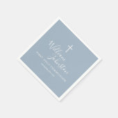 Dusty Blue Elegant Erste Kommunion Napkins Serviette (Ecke)