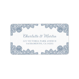 Dusty Blue Elegant Floral Lace Wedding Adressaufkleber