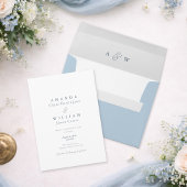 Dusty Blue Elegant French Wedding Invitation Einladung