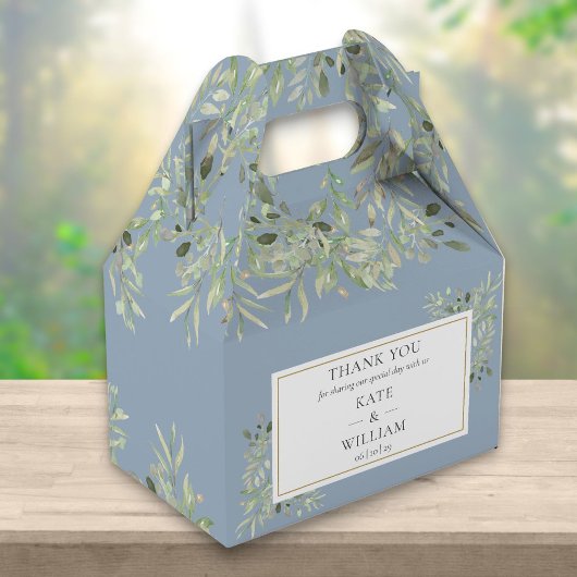 Dusty Blue Elegant Greenerity Wedding Vielen Dank Geschenkschachtel