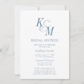 Dusty Blue Elegant Klassisches Brautparty Einladung (Vorderseite)