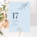 Dusty Blue Elegant, Minimal Botanische Hochzeit Tischnummer<br><div class="desc">Führe deine Gäste mit dieser eleganten, staubblauen Hochzeitskarte zu ihrem Tisch. Die Tischnummer ist sehr elegant. Stilvolles und einfaches Design mit Namen auf der Seite und dem "und" in moderner handgeschriebener Kalligrafie. Feine, handgezeichnet, botanisch-grüne Ecke Detail. Bitte geben Sie für jede Tischnummer eine individuelle Bestellung auf (d.h. für eine Veranstaltung...</div>