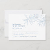 Dusty Blue Elegant Minimalistisch Botanisch RSVP Karte (Vorderseite)