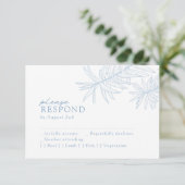 Dusty Blue Elegant Minimalistisch Botanisch RSVP Karte (Stehend Vorderseite)