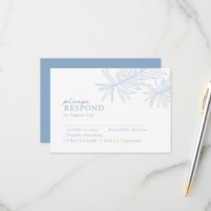Dusty Blue Elegant Minimalistisch Botanisch RSVP Karte