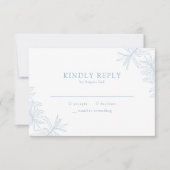 Dusty Blue Elegant Minimalistisch Botanisch RSVP Karte (Vorderseite)