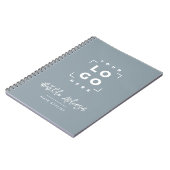 Dusty blue elegant modern Ihr Logo-Skript Notizblock (Linke Seite)