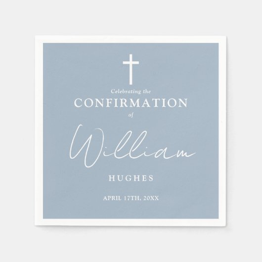 Dusty Blue Elegant Moderne Minimalistische Bestäti Serviette (Vorderseite)