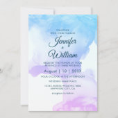 Dusty Blue Elegant Modernes Watercolor Einladung (Vorderseite)