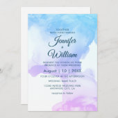 Dusty Blue Elegant Modernes Watercolor Einladung (Vorne/Hinten)