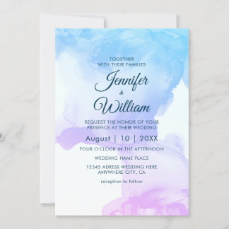 Dusty Blue Elegant Modernes Watercolor Einladung