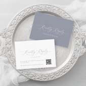 Dusty Blue Elegant QR Code RSVP Card Begleitkarte