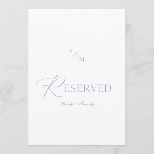 Dusty Blue Elegant “Reserved” Wedding Sign Einladung (Vorderseite)