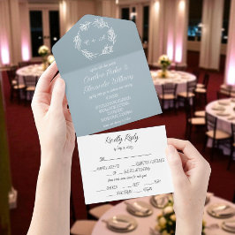 Dusty Blue Elegant Rustikale Eukalyptus Einzigarti All In One Einladung