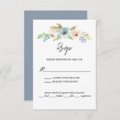 Dusty Blue Elegant Rustikale Hochzeit RSVP Karte (Vorne/Hinten)