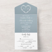 Dusty Blue Elegant Rustikales Herz einzigartig All In One Einladung (Innen Boden)