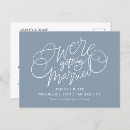 Dusty Blue Elegant Save the Date einfach Ankündigungspostkarte