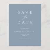 Dusty Blue Elegant Save the Date einfach Postkarte (Vorderseite)