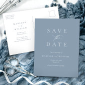 Dusty Blue Elegant Save the Date einfach Postkarte