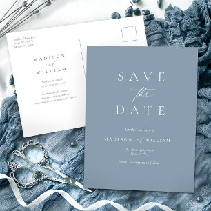 Dusty Blue Elegant Save the Date einfach Postkarte