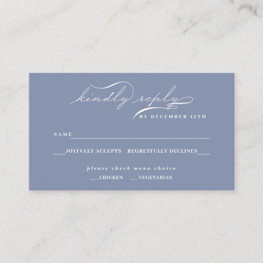 Dusty Blue Elegant Script Begleitkarte (Vorderseite)