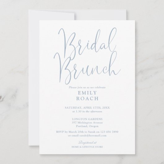 Dusty Blue Elegant Script Bridal Bunch Shower Einladung (Vorderseite)