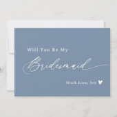 Dusty Blue Elegant Script Bridesmaid Vorschlag Car Einladung (Vorderseite)