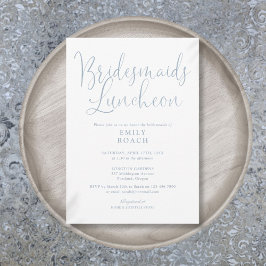 Dusty Blue Elegant Script Bridesmaids Luncheon Einladung