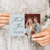 Dusty Blue Elegant Script Chic Wedding Vielen Dank Postkarte