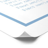 Dusty Blue Elegant Script Hochzeitsdiagramm Poster (Ecke)