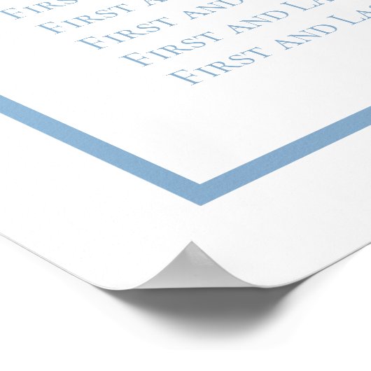 Dusty Blue Elegant Script Hochzeitsdiagramm Poster (Ecke)