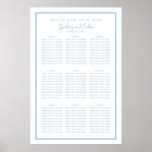 Dusty Blue Elegant Script Hochzeitsdiagramm Poster (Vorne)