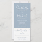 Dusty Blue Elegant Script in einem Foto Hochzeit Einladung (Vorderseite)