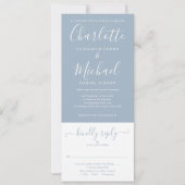 Dusty Blue Elegant Script in einer Hochzeit Einladung (Vorderseite)