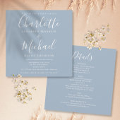 Dusty Blue Elegant Script in einer Hochzeit Einladung