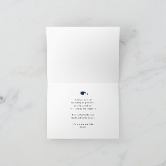 Dusty Blue Elegant Script Minimalistisch Abschluss Dankeskarte (Innenseite)