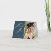 Dusty Blue Elegant Script Minimalistisch Abschluss Dankeskarte (Vorderseite)