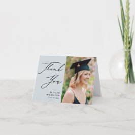 Dusty Blue Elegant Script Minimalistisch Abschluss Dankeskarte