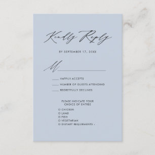 Dusty Blue Elegant Script Minimalistisch Wedding R Begleitkarte