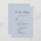 Dusty Blue Elegant Script Minimalistisch Wedding R RSVP Karte (Vorne/Hinten)