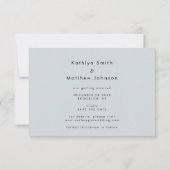 Dusty Blue Elegant Script Minimalistisch Wedding Save The Date (Rückseite)