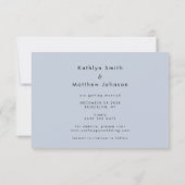 Dusty Blue Elegant Script Modernes Foto Hochzeit Save The Date (Rückseite)