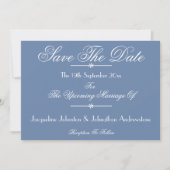 Dusty Blue Elegant Script Names Chic Save the Date Ankündigung (Vorderseite)
