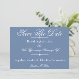Dusty Blue Elegant Script Names Chic Save the Date Ankündigung